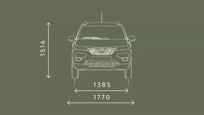 Dacia Spring täiselektriline mõõtmed suurus elektriauto 