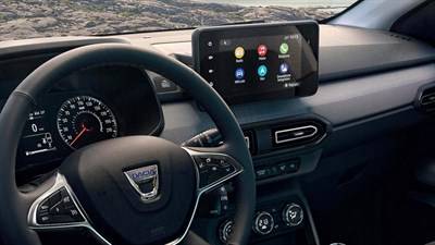 Dacia Jogger rikkalikult varustatud sisekujundus Media Nav navigatsioonisüsteem ning juhtmevaba ühilduvus
