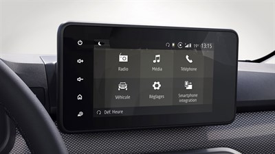 Uus Dacia Sandero kaasaegsed tehnoloogiad Media Display Apple CarPlay Android Auto